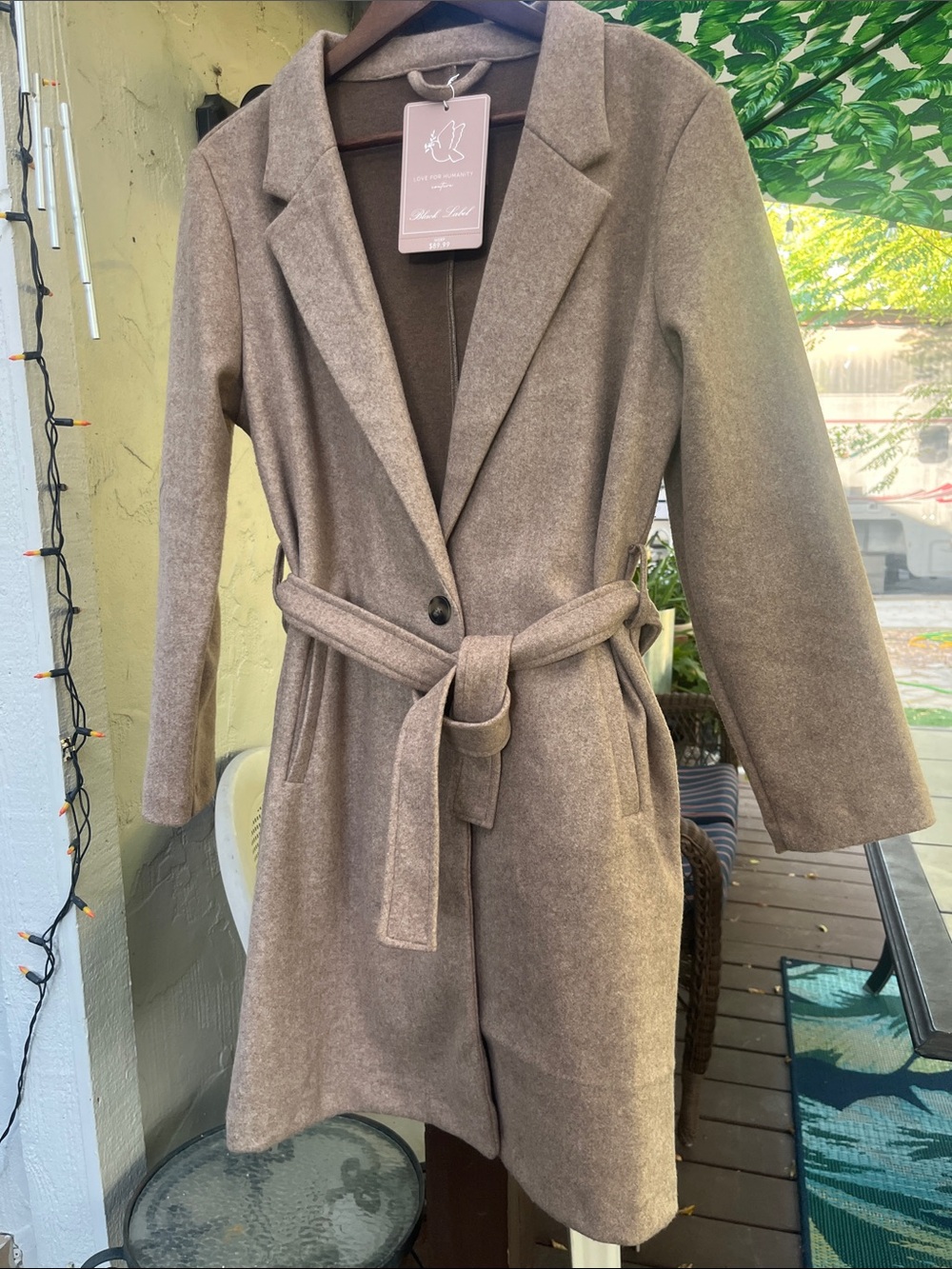 Love For Humanity NWT Black Label Wool-Like Midi Trench Coat Mauve M 22” p2p - Picture 8 of 17